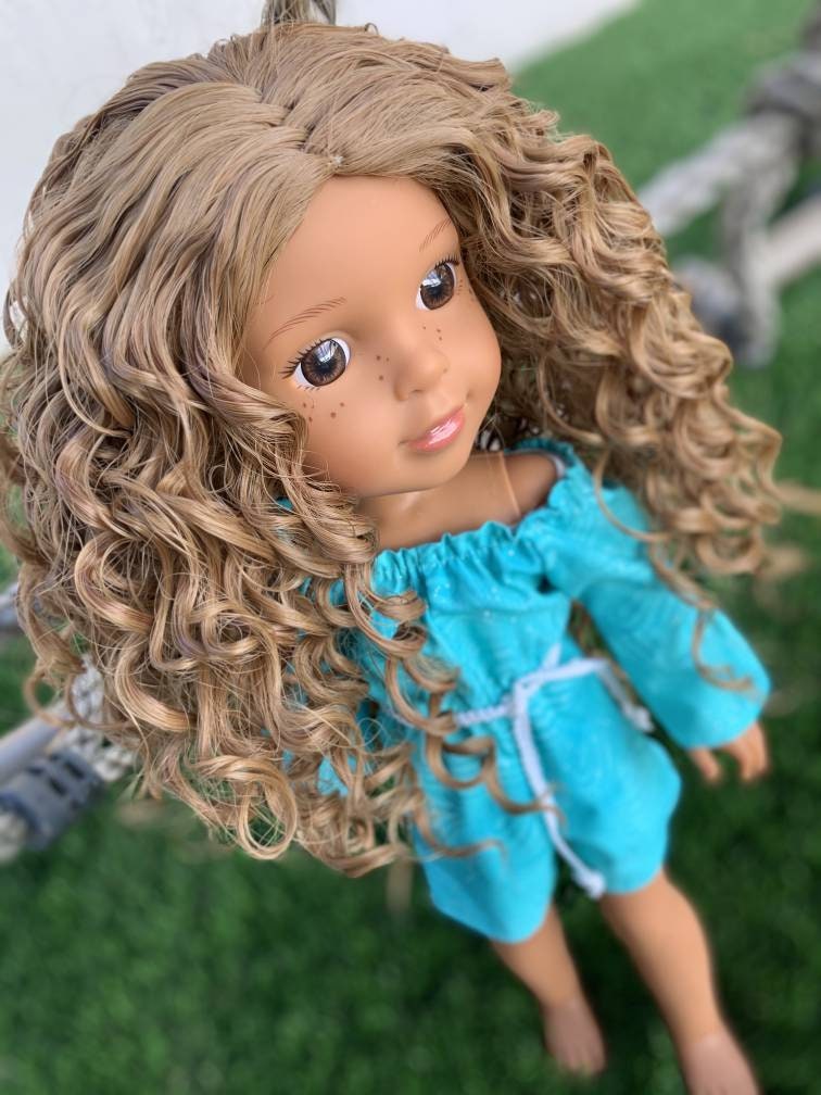 Custom doll WIG for 14" Wellie Wishers American Girl Dolls - Heat Safe - Tangle Resistant - fits 8.5 head size Kaye Wiggs  Wellie Wishers
