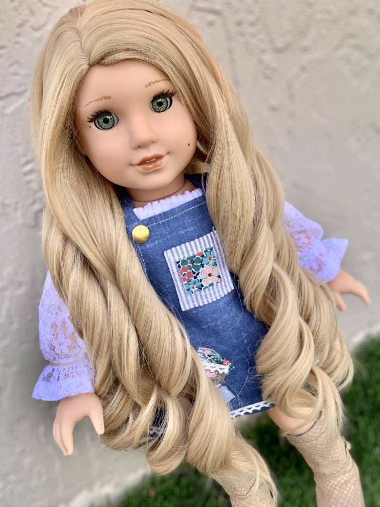 Custom doll wig for 18" American Girl Dolls - Heat Safe - Tangle Resistant - fits 10-11" head size of 18" dolls OG Blythe BJD Gotz blonde
