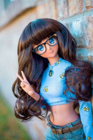 Custom doll WIG for Smart Dolls- Heat Safe - Tangle Resistant- 8.5" head size of Bjd, SD, Dollfie Dream dolls chocolate Bangs