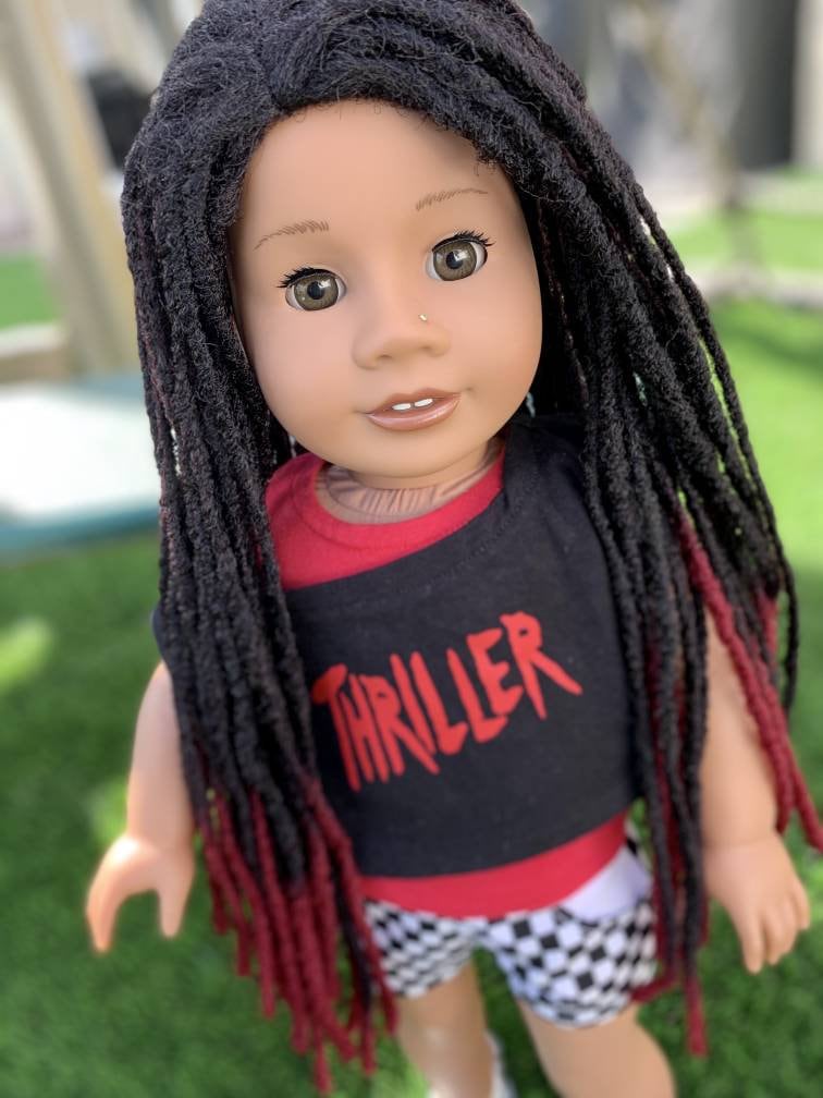 Custom doll wig for 18" American Girl Dolls-Heat Safe -Tangle Resistant-fits 10-11" head size of 18" dolls OG  Gotz AA Marley Locs