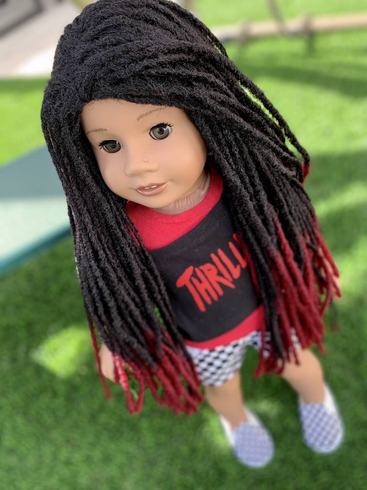 Custom doll wig for 18" American Girl Dolls-Heat Safe -Tangle Resistant-fits 10-11" head size of 18" dolls OG  Gotz AA Marley Locs