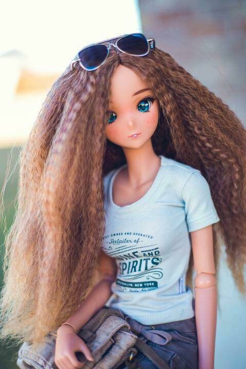 Custom doll WIG for Smart Dolls-Heat Safe-Tangle Resistant- 8.5" head size of Bjd,SD, Dollfie Dream dolls AA Textured brown ombre Fits loose