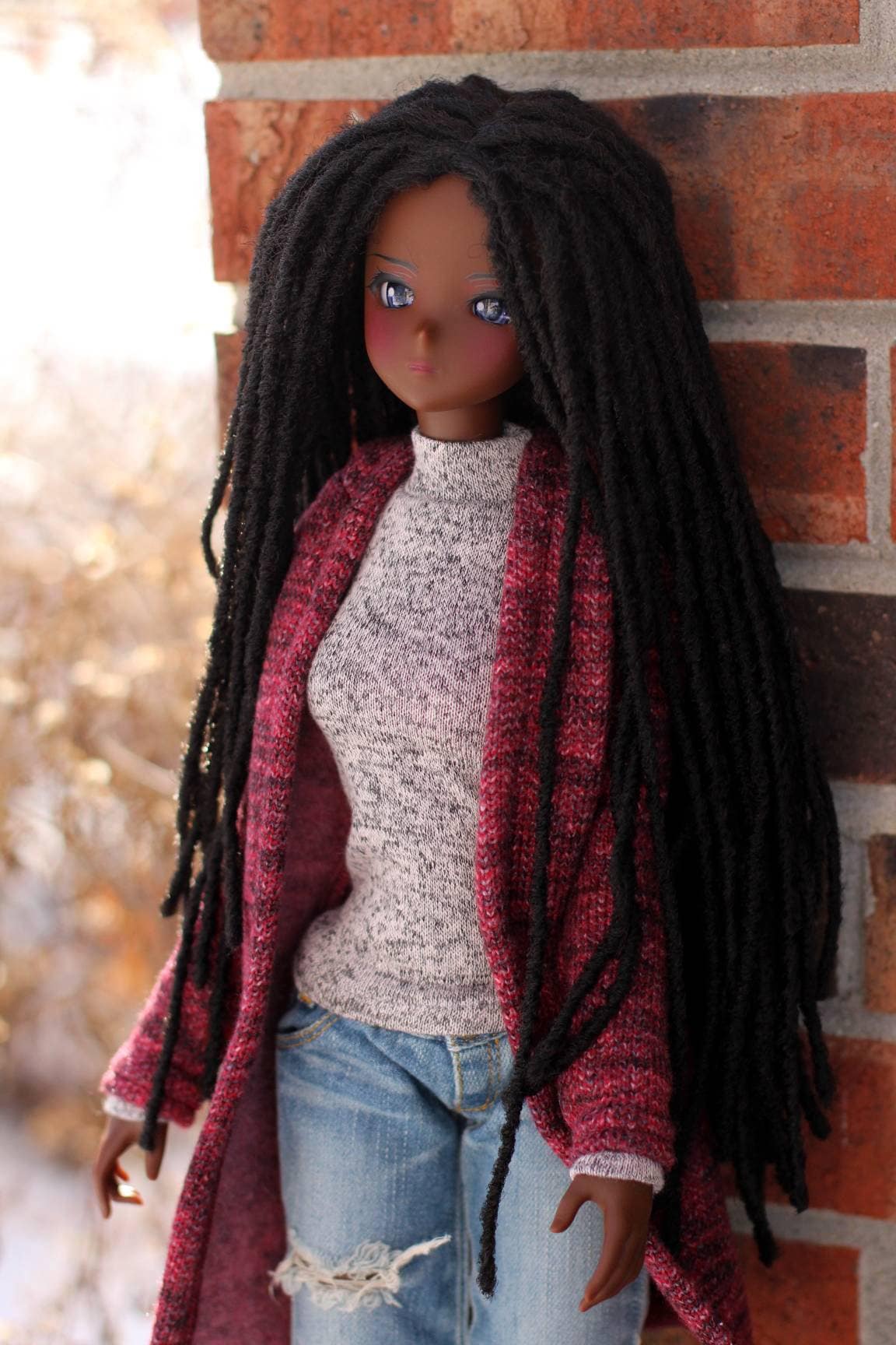 Custom doll WIG for Smart Dolls-Tangle Resistant- 8.5" head size of Bjd, SD, Dollfie Dream dolls braided locs AA locs PREORDER