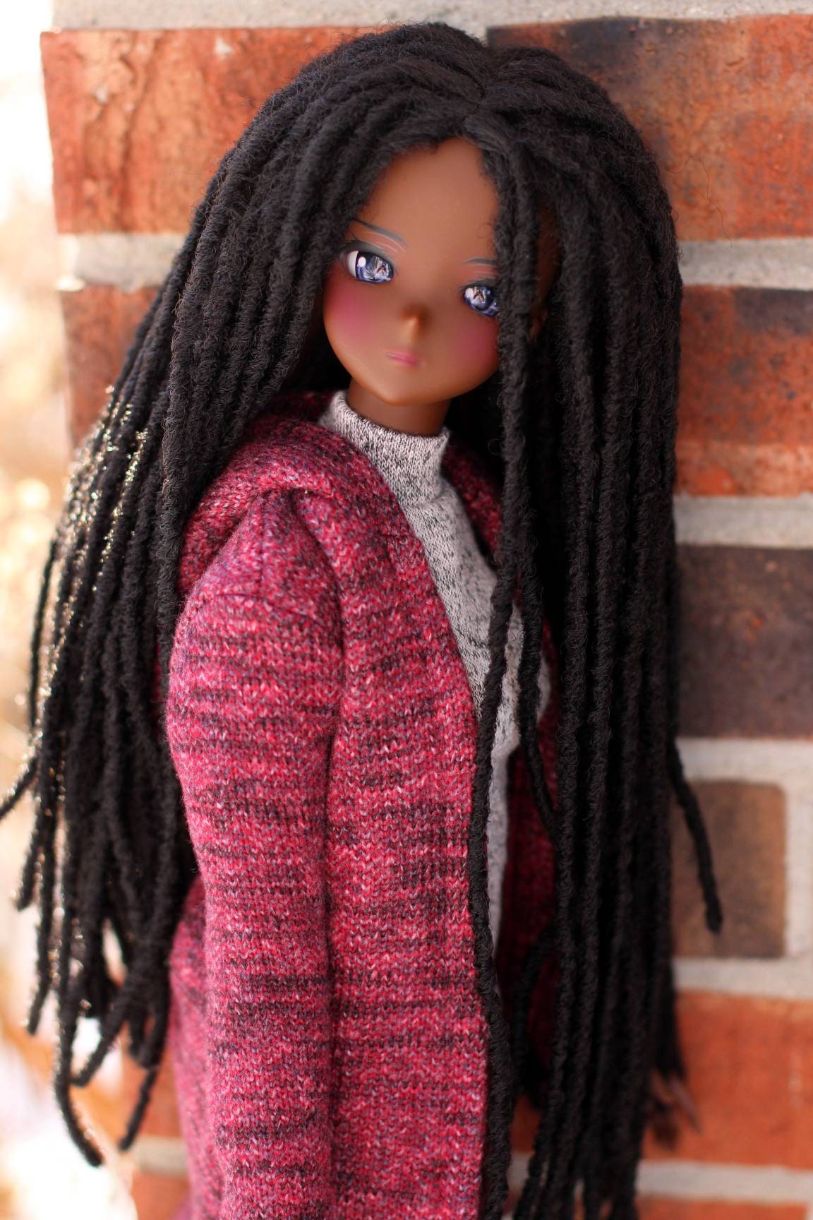 Custom doll WIG for Smart Dolls-Tangle Resistant- 8.5" head size of Bjd, SD, Dollfie Dream dolls braided locs AA locs PREORDER