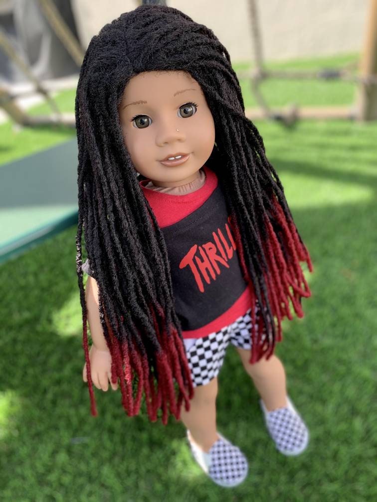 Custom doll wig for 18" American Girl Dolls-Heat Safe -Tangle Resistant-fits 10-11" head size of 18" dolls OG  Gotz AA Marley Locs