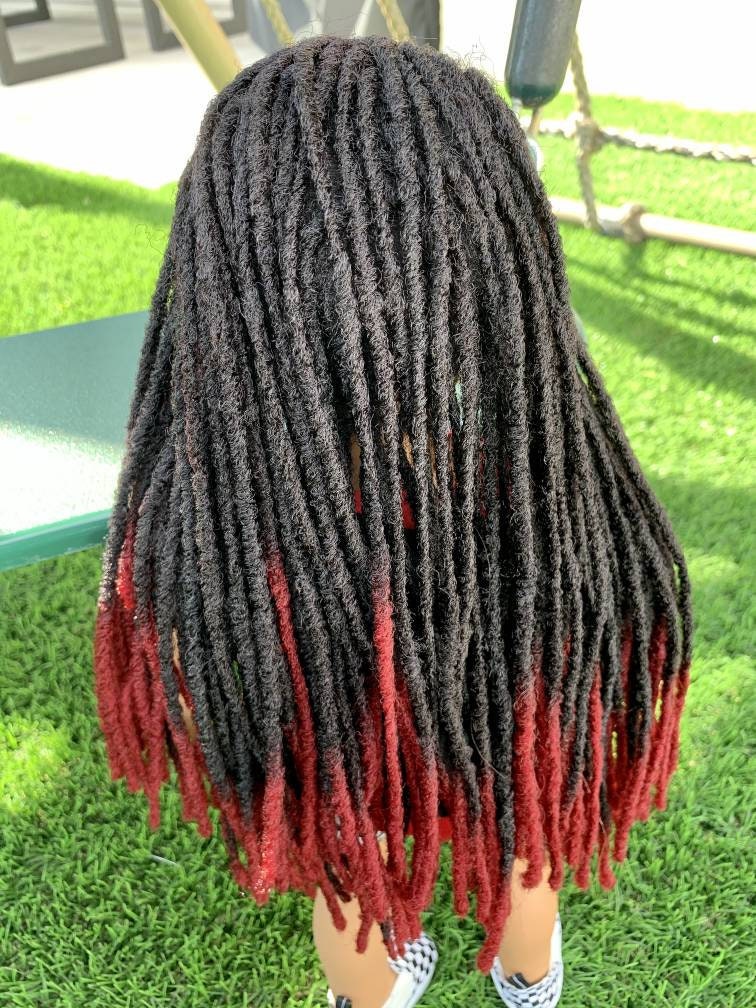 Custom doll wig for 18" American Girl Dolls-Heat Safe -Tangle Resistant-fits 10-11" head size of 18" dolls OG  Gotz AA Marley Locs