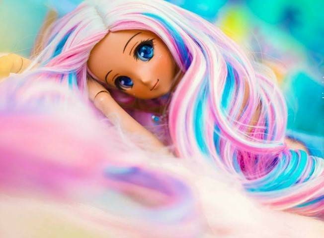 Custom doll WIG for Smart Dolls- Heat Safe - Tangle Resistant- 8.5" head size of Bjd, SD, Dollfie Dream dolls Rainbow pastels