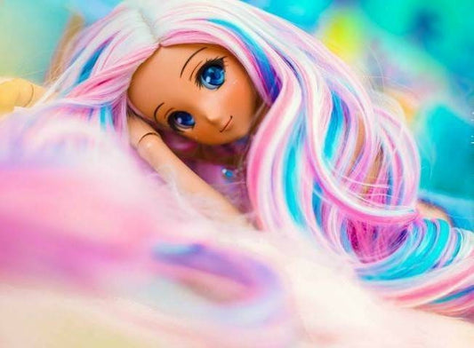 Custom doll WIG for Smart Dolls- Heat Safe - Tangle Resistant- 8.5" head size of Bjd, SD, Dollfie Dream dolls Rainbow pastels