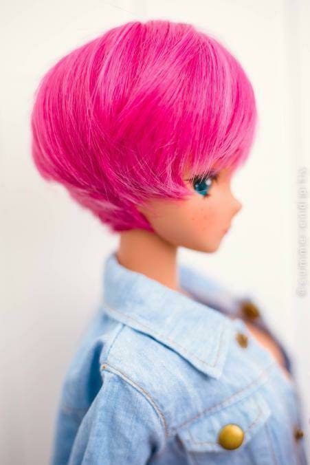 Custom doll WIG for Smart Dolls- Heat Safe-Tangle Resistant- 8.5" head size of Bjd, SD, Dollfie Dream Girls of the Orient dolls Pink Pixie