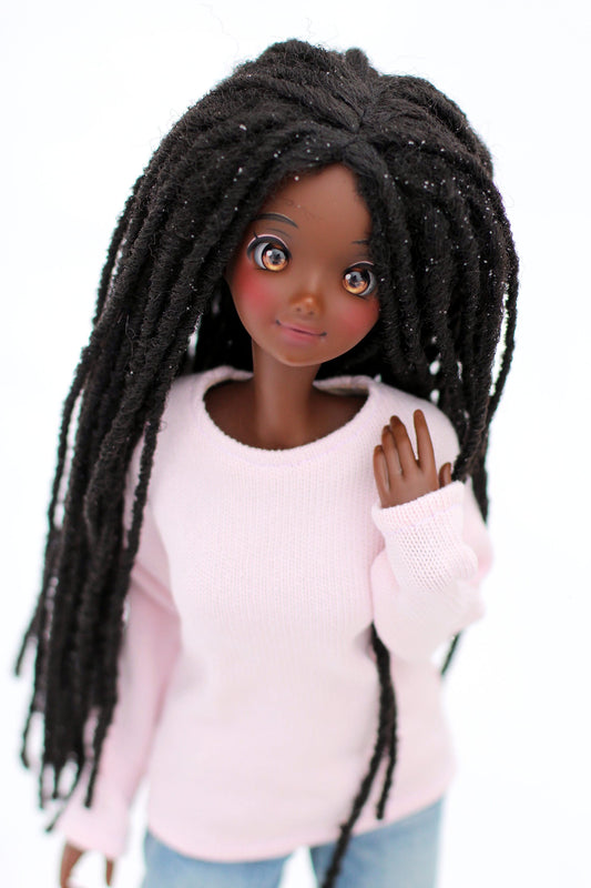 Custom doll WIG for Smart Dolls-Tangle Resistant- 8.5" head size of Bjd, SD, Dollfie Dream dolls braided locs AA locs PREORDER