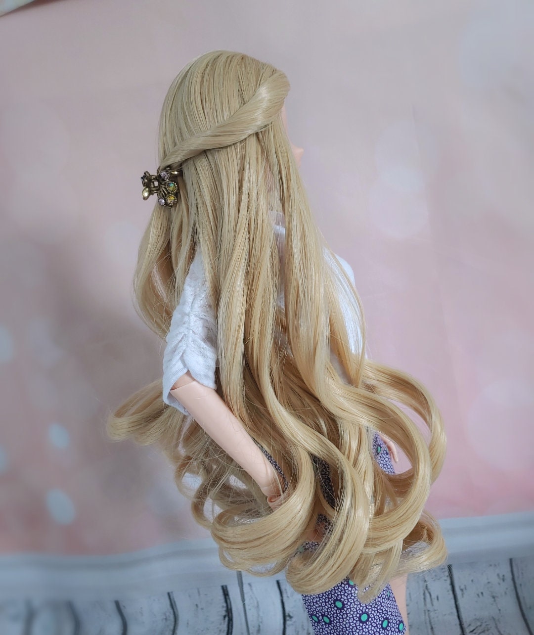 Custom doll Wig for Smart Dolls- Heat Safe - Tangle Resistant- 8.5" head size of Bjd, SD, Dollfie Dream dolls  Blonde Curls