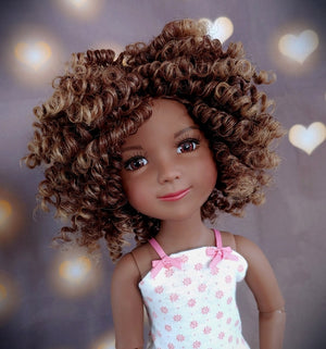 Custom  doll WIG for 14" AG Dolls -Heat Safe-Tangle Resistant-fits 8-9" head size Kaye Wiggs RRFF  girls of the orient ombre curls