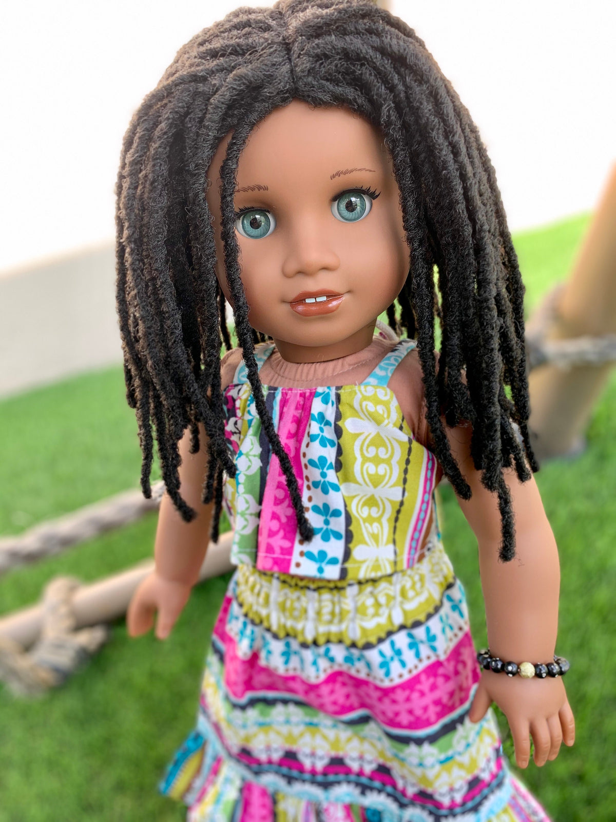 Custom doll wig for 18" American Girl Dolls-Heat Safe-Tangle Resistant-fits 10-11" head of 18" dolls  Journey AA black Marley locs