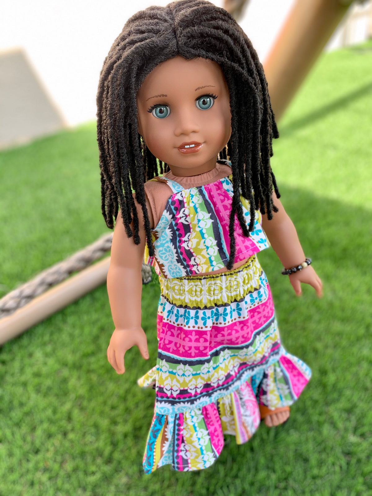 Custom doll wig for 18" American Girl Dolls-Heat Safe-Tangle Resistant-fits 10-11" head of 18" dolls  Journey AA black Marley locs