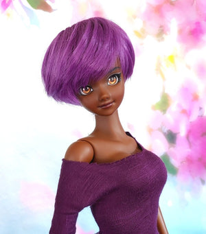 Custom doll WIG for Smart Dolls- Heat Safe-Tangle Resistant- 8.5" head size of Bjd, SD, Dollfie Dream Girls of the Orient dolls Purple Pixie