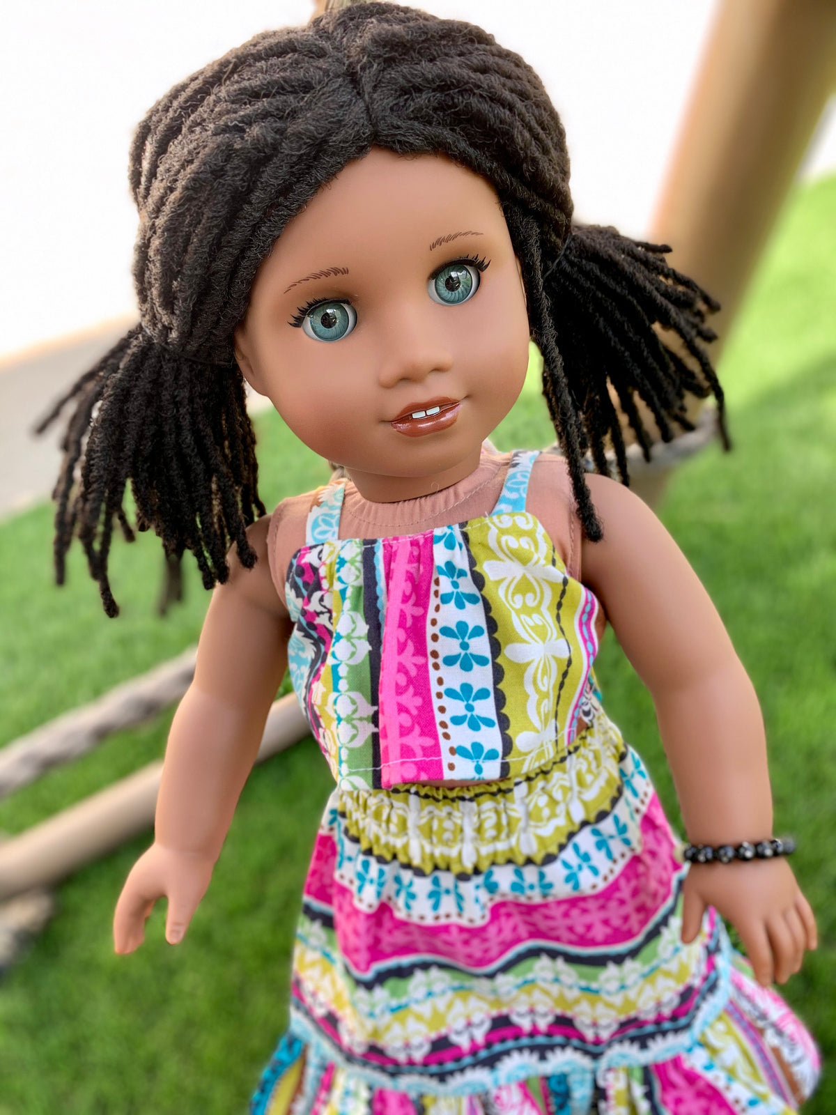 Custom doll wig for 18" American Girl Dolls-Heat Safe-Tangle Resistant-fits 10-11" head of 18" dolls  Journey AA black Marley locs