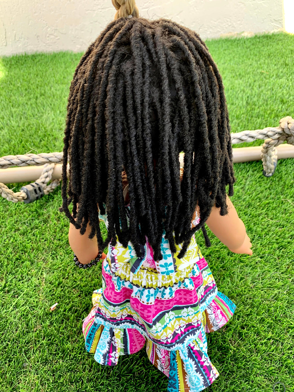 Custom doll wig for 18" American Girl Dolls-Heat Safe-Tangle Resistant-fits 10-11" head of 18" dolls  Journey AA black Marley locs
