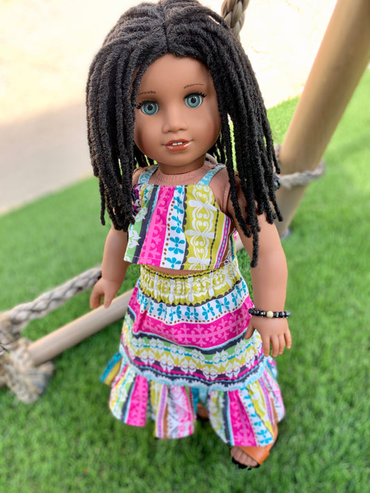 Custom doll wig for 18" American Girl Dolls-Heat Safe-Tangle Resistant-fits 10-11" head of 18" dolls  Journey AA black Marley locs