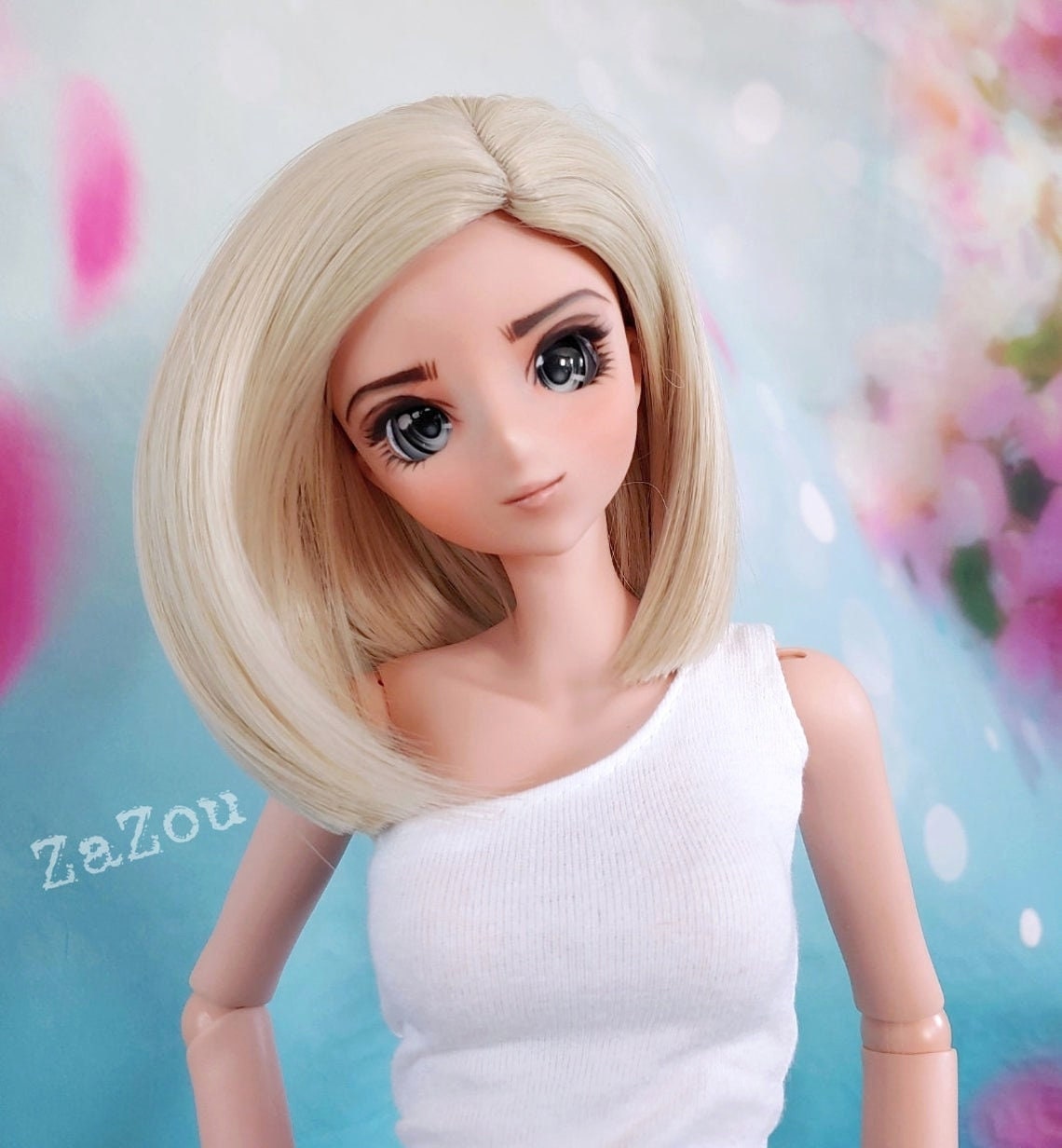 Custom doll Wig for Smart Dolls- Heat Safe - Tangle Resistant- 8.5" head size of Bjd, SD, Dollfie Dream dolls  Blonde Bob