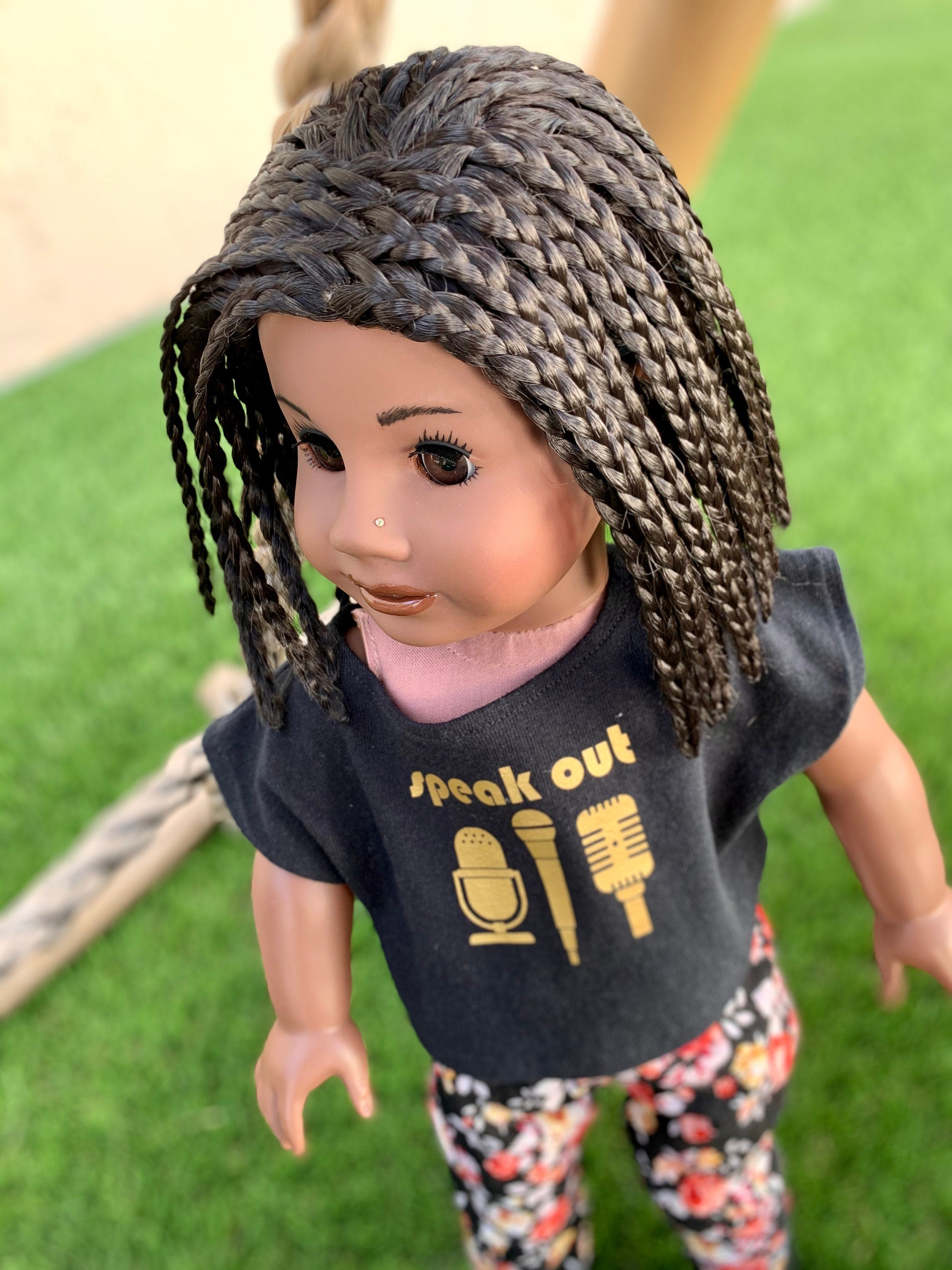Custom doll wig for 18" American Girl Dolls-Heat Safe-Tangle Resistant-fits 10-11" head of 18" dolls  Journey AA black short braids