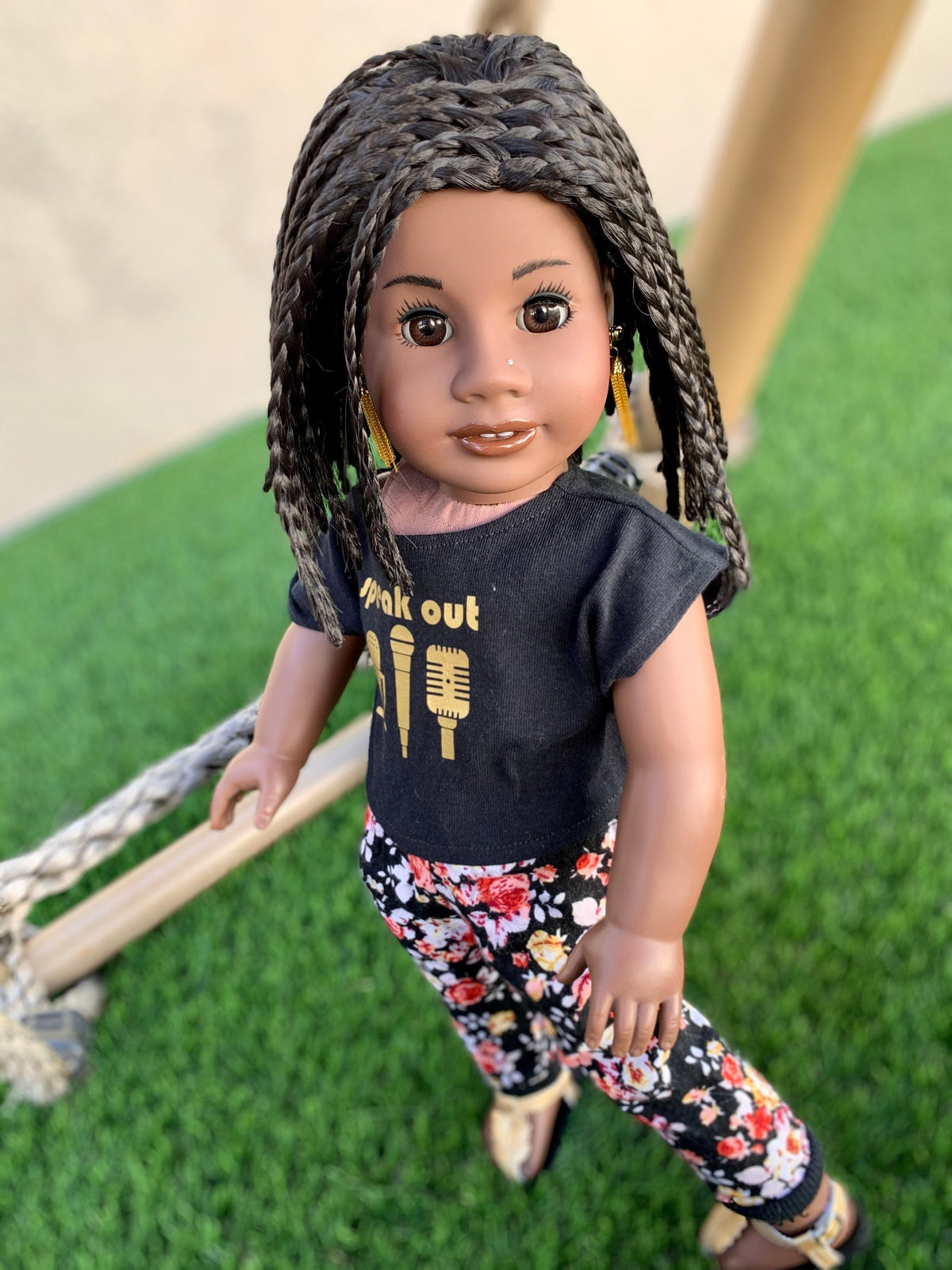 Custom doll wig for 18" American Girl Dolls-Heat Safe-Tangle Resistant-fits 10-11" head of 18" dolls  Journey AA black short braids