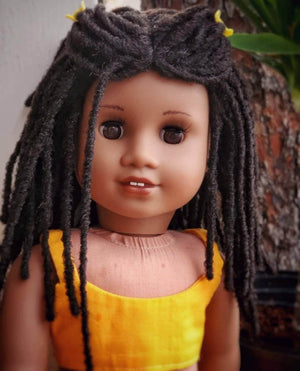 Custom doll wig for 18" American Girl Dolls-Heat Safe-Tangle Resistant-fits 10-11" head of 18" dolls  Journey AA black Marley locs