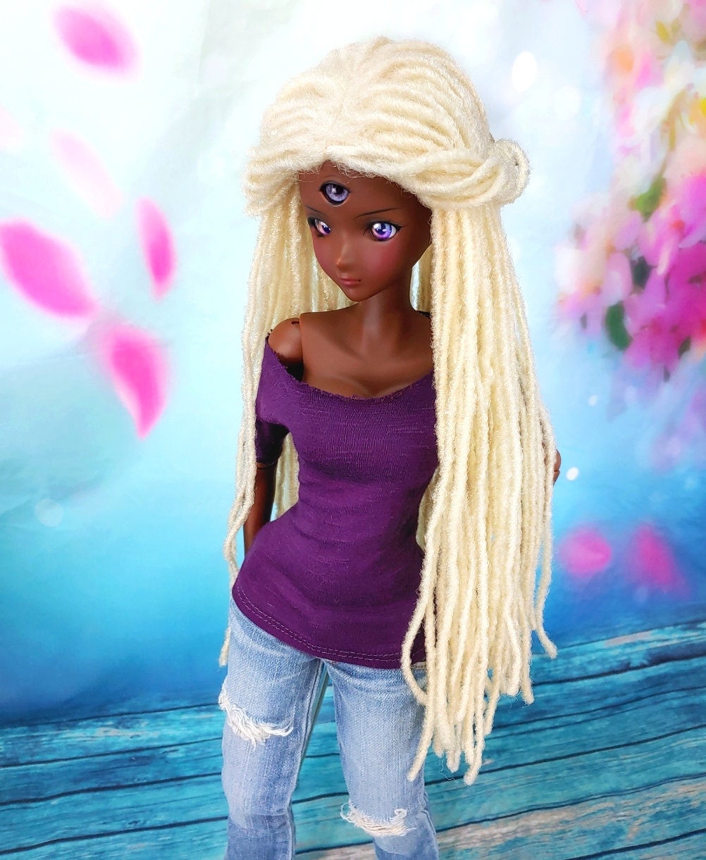 Custom doll WIG for Smart Dolls-Tangle Resistant- 8.5" head size of Bjd, SD, Dollfie Dream dolls braided locs AA locs