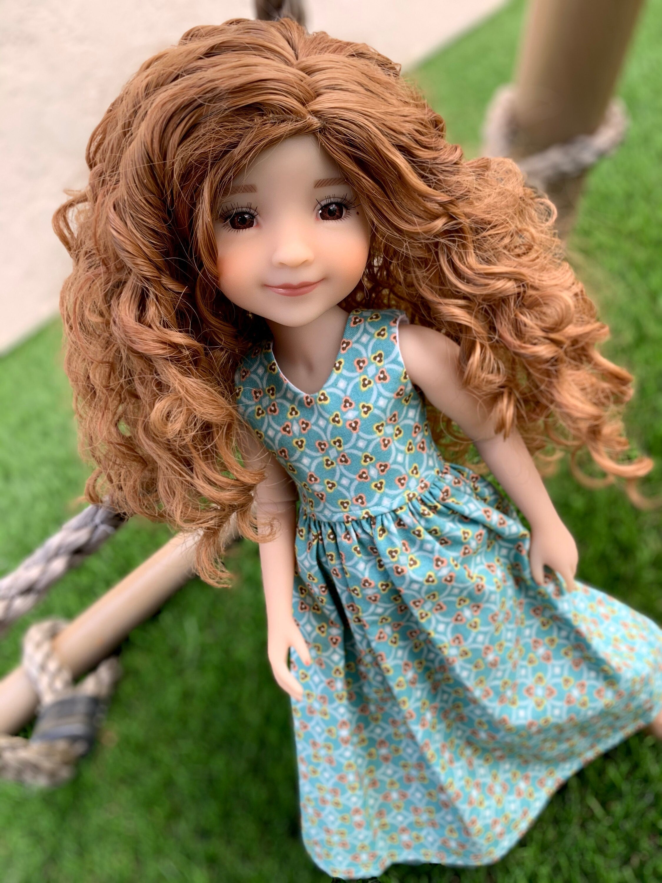 Custom  doll Wig for 14"  AG Dolls - Heat Safe-Tangle Resistant-fits 8-9" head size Kaye Wiggs  RRFF girls of the orient SNUG fit