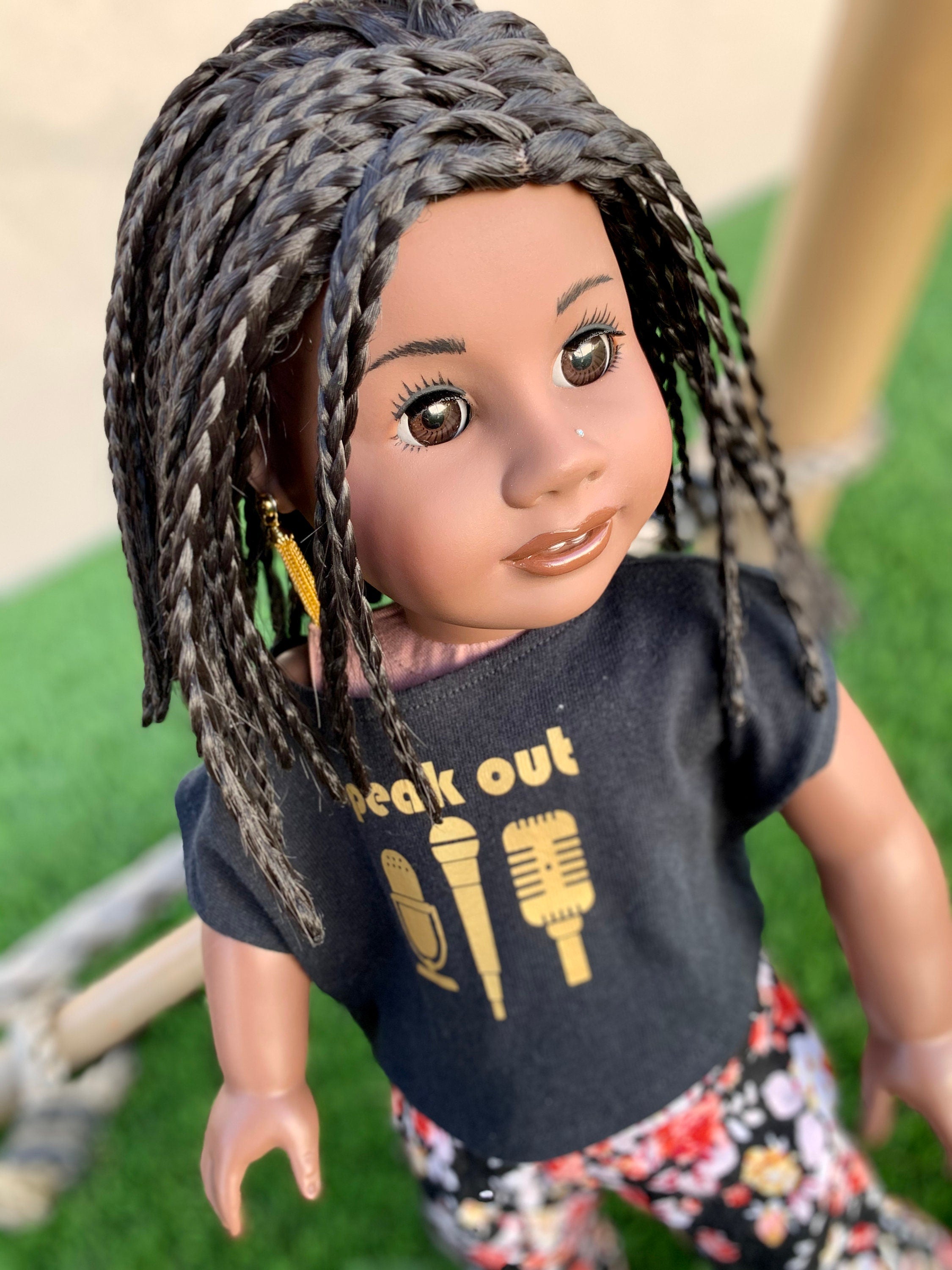 Custom doll wig for 18" American Girl Dolls-Heat Safe-Tangle Resistant-fits 10-11" head of 18" dolls  Journey AA black short braids