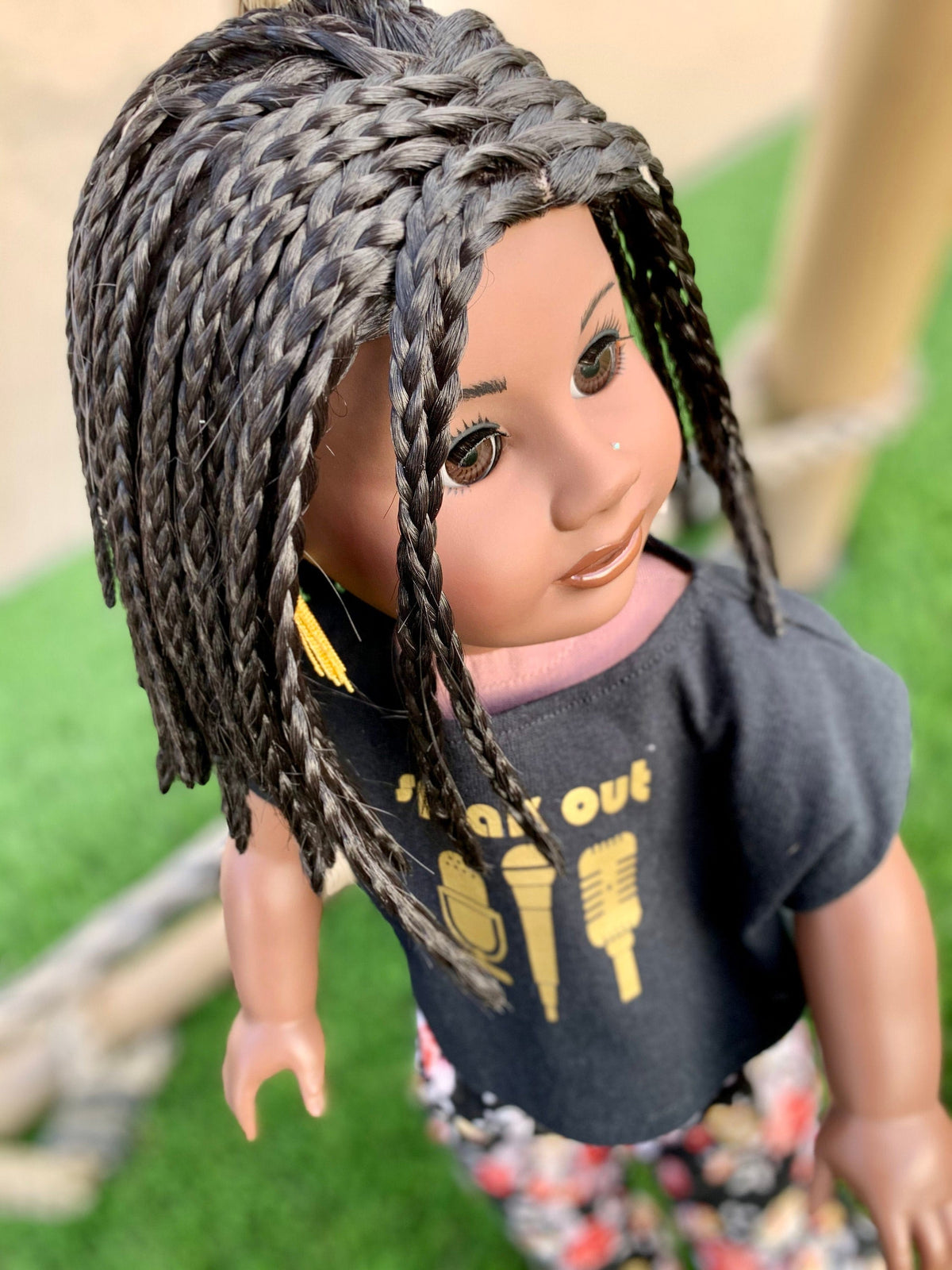 Custom doll wig for 18" American Girl Dolls-Heat Safe-Tangle Resistant-fits 10-11" head of 18" dolls  Journey AA black short braids