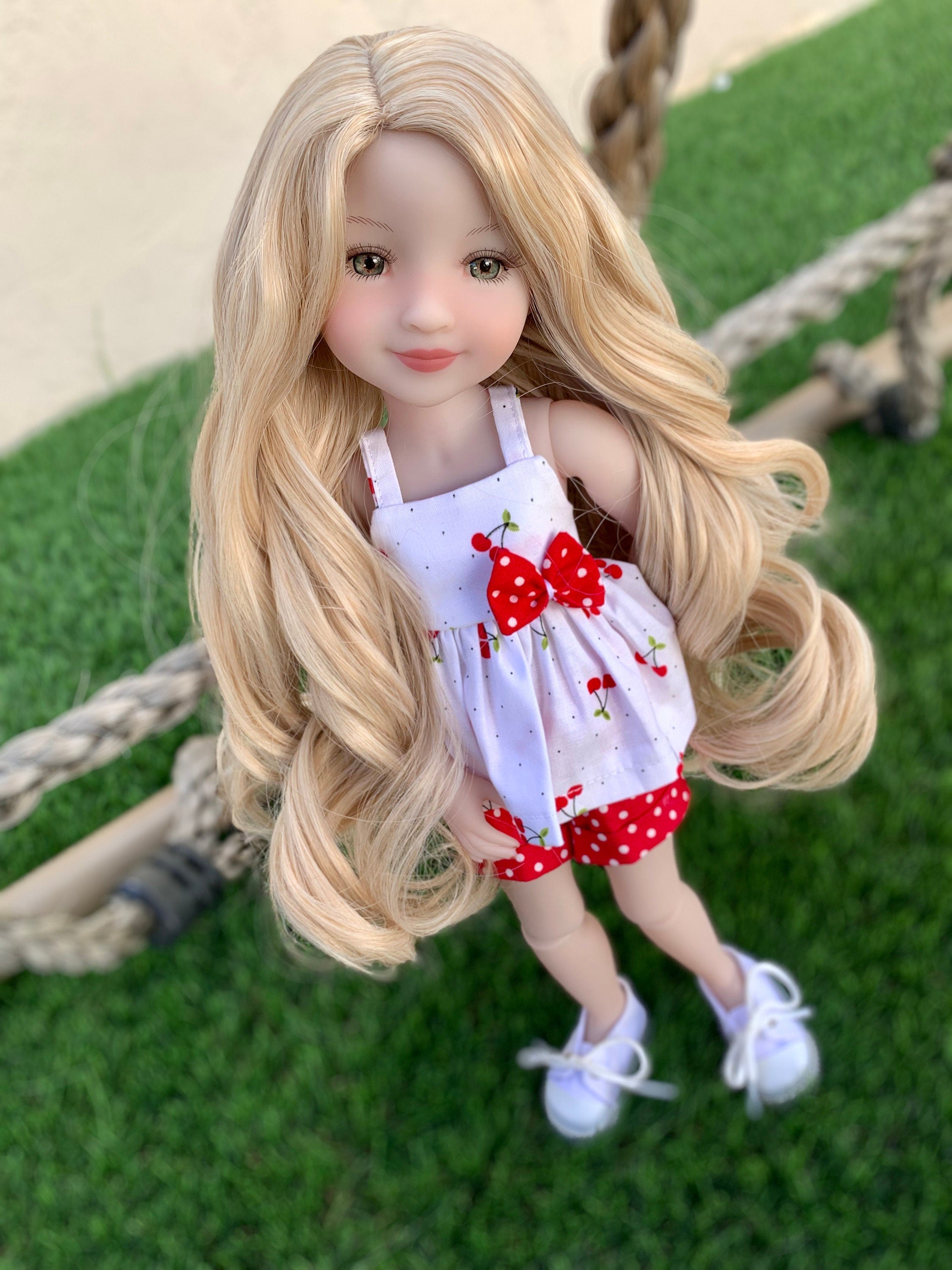 Custom doll WIG for 16" AGAT Dolls - Heat Safe-Tangle Resistant- fits 9" head size Kaye Wiggs Ruby Red Fashion Friends A girl for all time