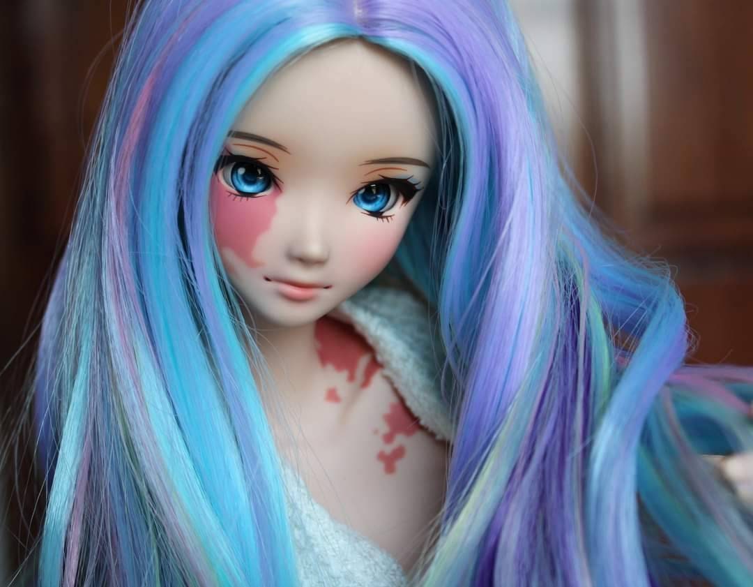 Custom doll WIG for Smart Dolls- Heat Safe - Tangle Resistant- 8.5" head size of Bjd, SD, Dollfie Dream dolls Unicorn Rainbow