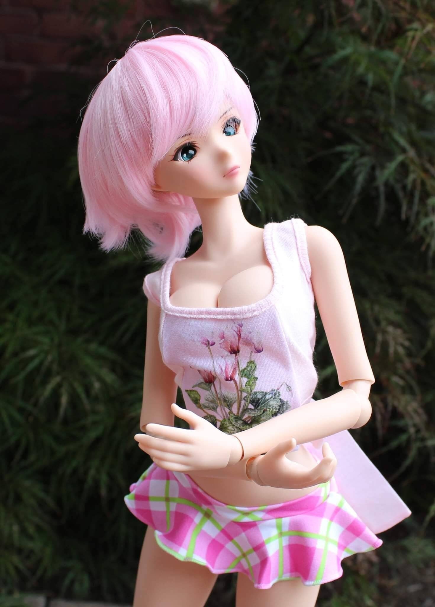 Custom doll Wig for Smart Dolls- Heat Safe - Tangle Resistant- 8.5" head size of Bjd, SD, Dollfie Dream dolls Pink pixie