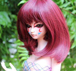 Custom doll Wig for Smart Dolls- Heat Safe - Tangle Resistant- 8.5" head size of Bjd, SD, Dollfie Dream dolls  deep red
