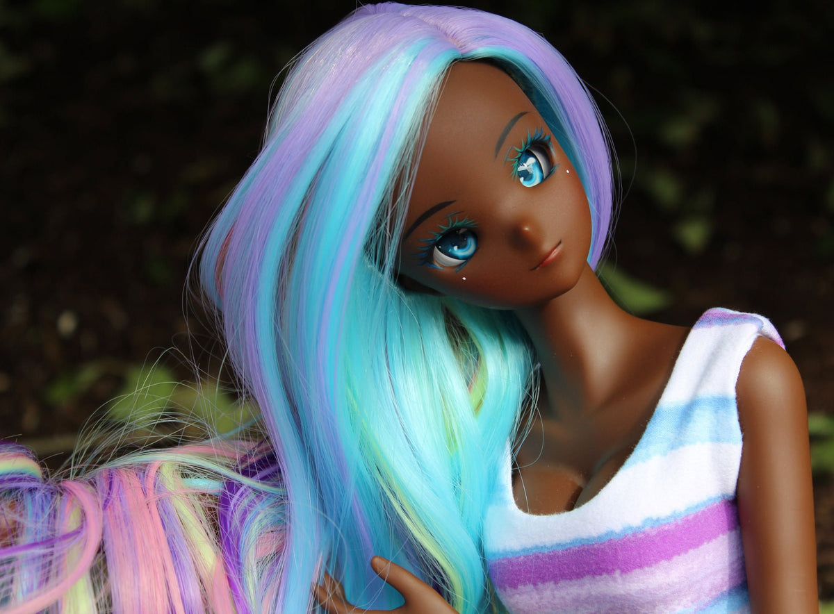 Custom doll WIG for Smart Dolls- Heat Safe - Tangle Resistant- 8.5" head size of Bjd, SD, Dollfie Dream dolls Unicorn Rainbow
