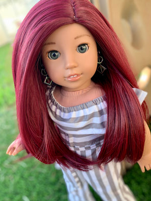 Custom doll wig for 18" American Girl Dolls - Heat Safe - Tangle Resistant - fits 10-11" head size of 18" dolls  Blythe BJD Gotz Red