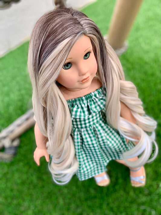 Custom doll wig for 18" American Girl Dolls - Heat Safe - Tangle Resistant - fits 10-11" head size of 18" dolls OG Blythe BJD Gotz Ombre