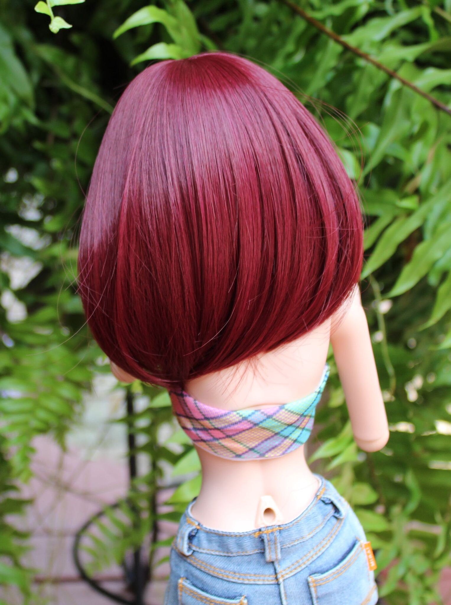 Custom doll Wig for Smart Dolls- Heat Safe - Tangle Resistant- 8.5" head size of Bjd, SD, Dollfie Dream dolls  deep red