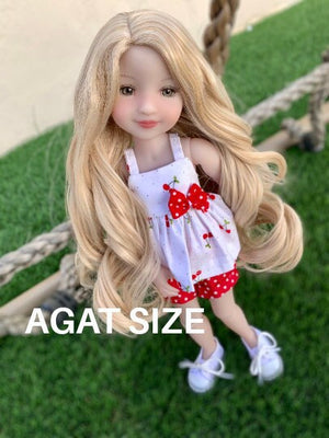 Custom doll WIG for 16" AGAT Dolls - Heat Safe-Tangle Resistant- fits 9" head size Kaye Wiggs Ruby Red Fashion Friends A girl for all time