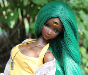 Custom doll WIG for Smart Dolls- Heat Safe - Tangle Resistant- 8.5" head size of Bjd, SD, Dollfie Dream dolls Emerald Green