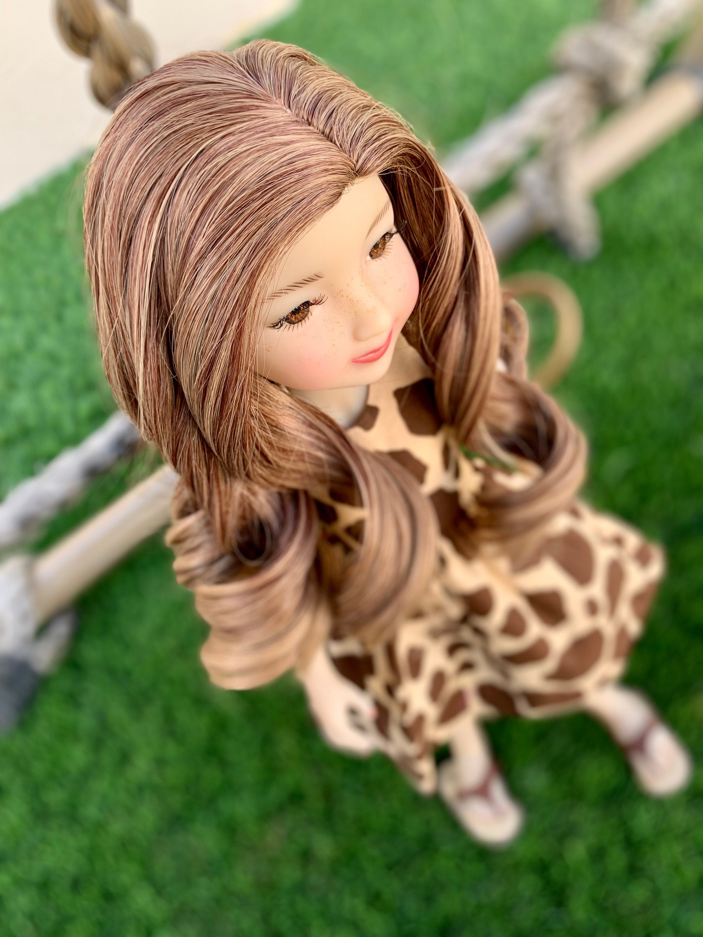 Custom doll WIG for 14" Dolls - Heat Safe-Tangle Resistant-fits 8-9" head size Kaye Wiggs Ruby Red Fashion Friends girls of the orient Ombre