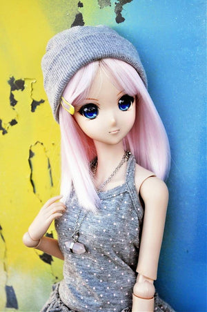 Custom doll Wig for Smart Dolls- Heat Safe - Tangle Resistant- 8.5" head size of Bjd, SD, Dollfie Dream dolls Pastel pink