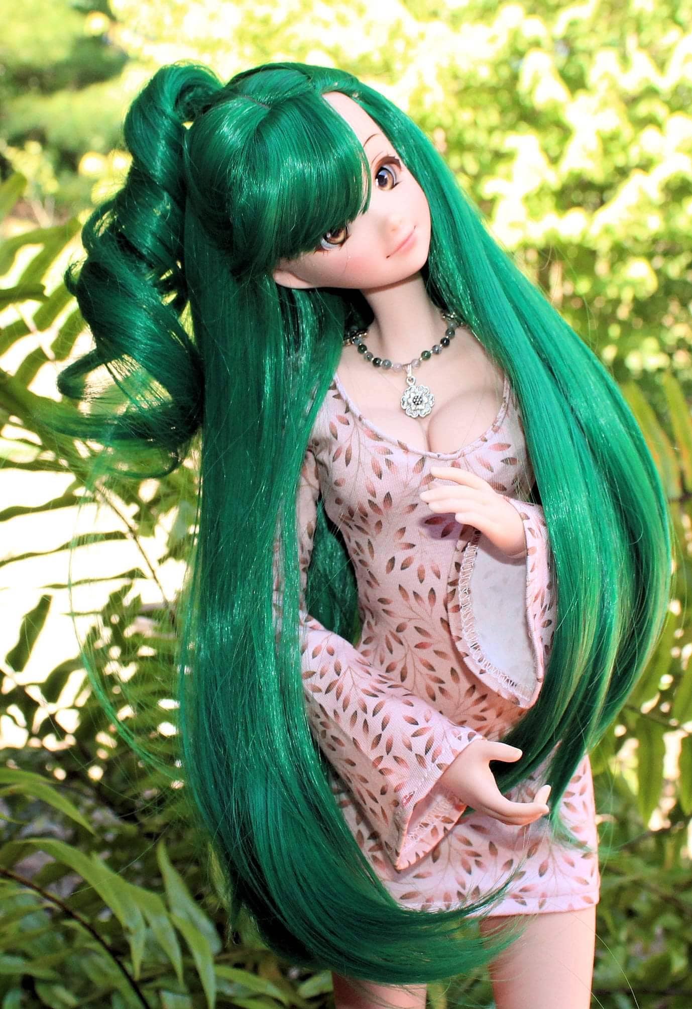 Custom doll Wig for Smart Dolls- Heat Safe - Tangle Resistant- 8.5" head size of Bjd, SD dolls Sailor moon Green Pluto