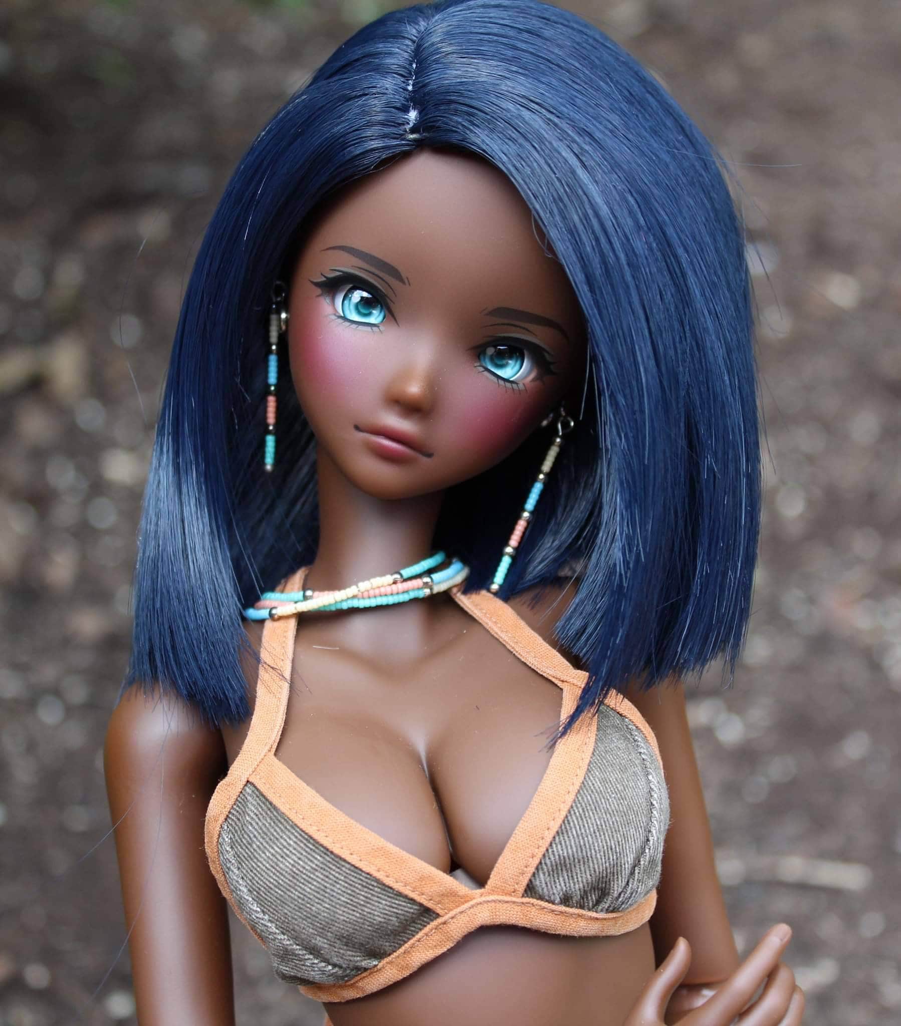 Custom doll Wig for Smart Dolls- Heat Safe - Tangle Resistant- 8.5" head size of Bjd, SD, Dollfie Dream dolls deep blue bob