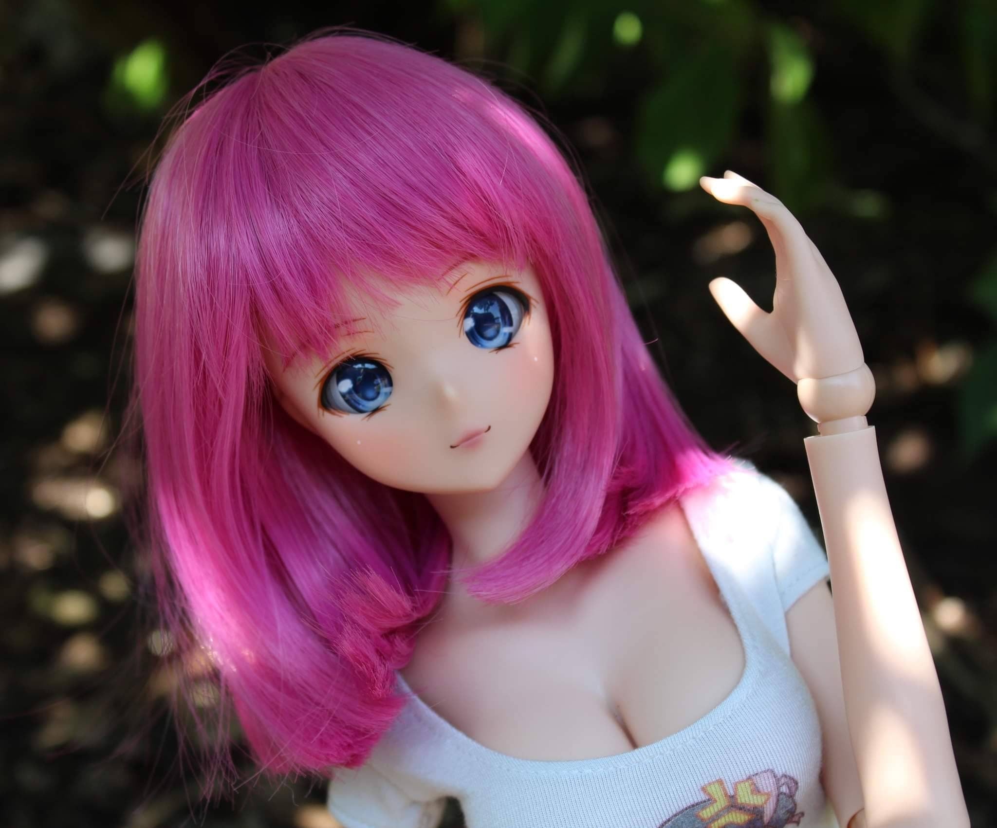 Custom doll WIG for Smart Dolls- Heat Safe - Tangle Resistant- 8.5" head size of Bjd, SD, Dollfie Dream dolls pink bob