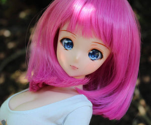 Custom doll WIG for Smart Dolls- Heat Safe - Tangle Resistant- 8.5" head size of Bjd, SD, Dollfie Dream dolls pink bob
