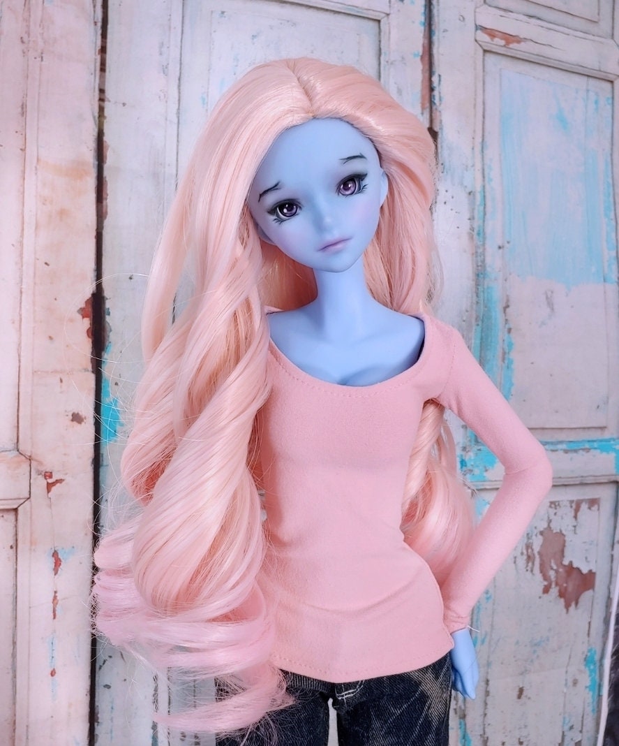 Custom doll Wig for Smart Dolls- Heat Safe - Tangle Resistant- 8.5" head size of Bjd, SD, Dollfie Dream dolls Pink
