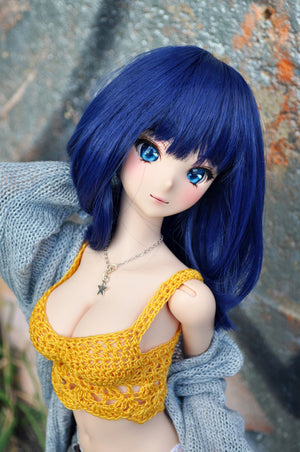 Custom doll WIG for Smart Dolls- Heat Safe - Tangle Resistant- 8.5" head size of Bjd, SD, Dollfie Dream dolls Blue
