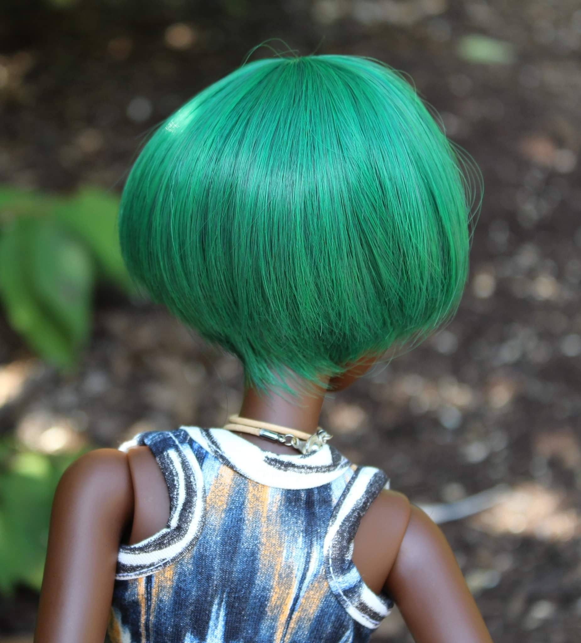 Custom doll WIG for Smart Dolls- Heat Safe - Tangle Resistant- 8.5" head size of Bjd, SD, Dollfie Dream dolls Green pixie