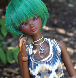Custom doll WIG for Smart Dolls- Heat Safe - Tangle Resistant- 8.5" head size of Bjd, SD, Dollfie Dream dolls Green pixie